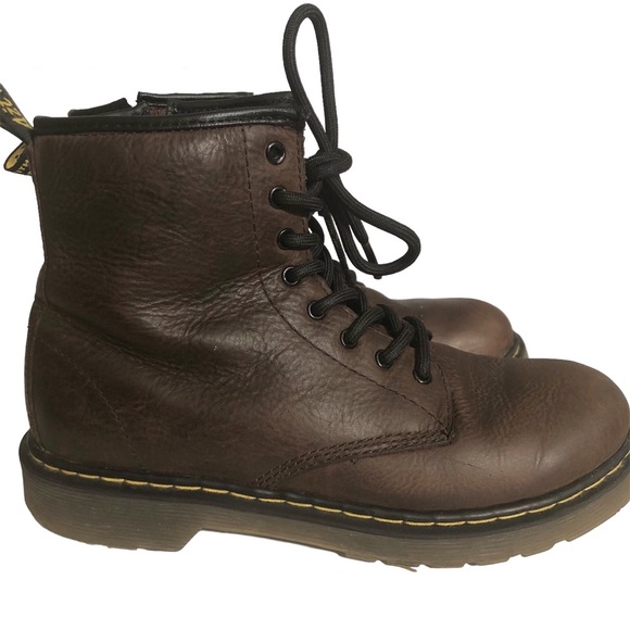 Dr Martens Brown Leather 8-eye combat boots Zipper DMs Docs Sz 5 - Picture 2 of 15